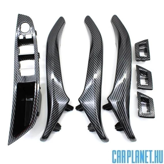 BMW F10 F11 F18 ajtóbehúzó, kapaszkodó komplett szett Carbon mintás