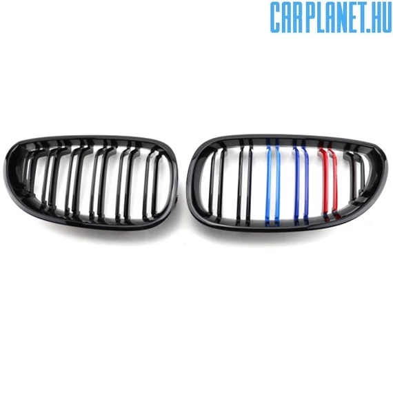 BMW E60 E61 hűtőrács (vese) – dupla pálcás, fényes fekete, M stílus